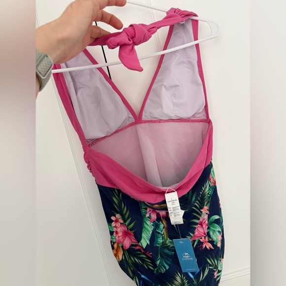 BNWT Night Orchid Halter Tummy Control One-Piece Swimsuit - Picture 8 of 9